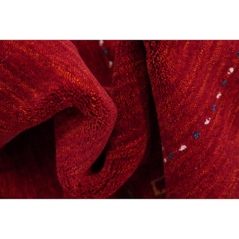 Hand Knotted Oriental 100% Wool Carpet Tribal Animal Pictorial Red Gabbeh Area Rug - 10' 0'' X 6' 9''