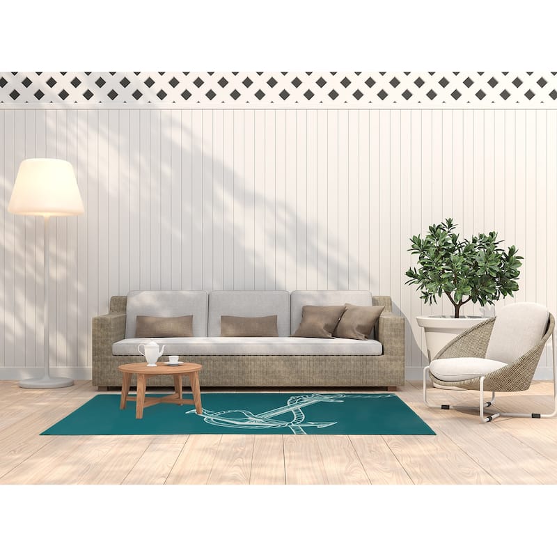 Anchored Nautical Indoor/Outdoor Rug
