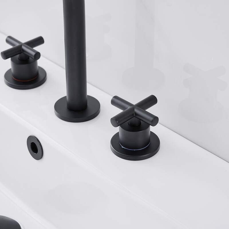 Widespread Bathroom Faucet 3-Hole Double Handle Vanity Tap with Pop-Up Drain