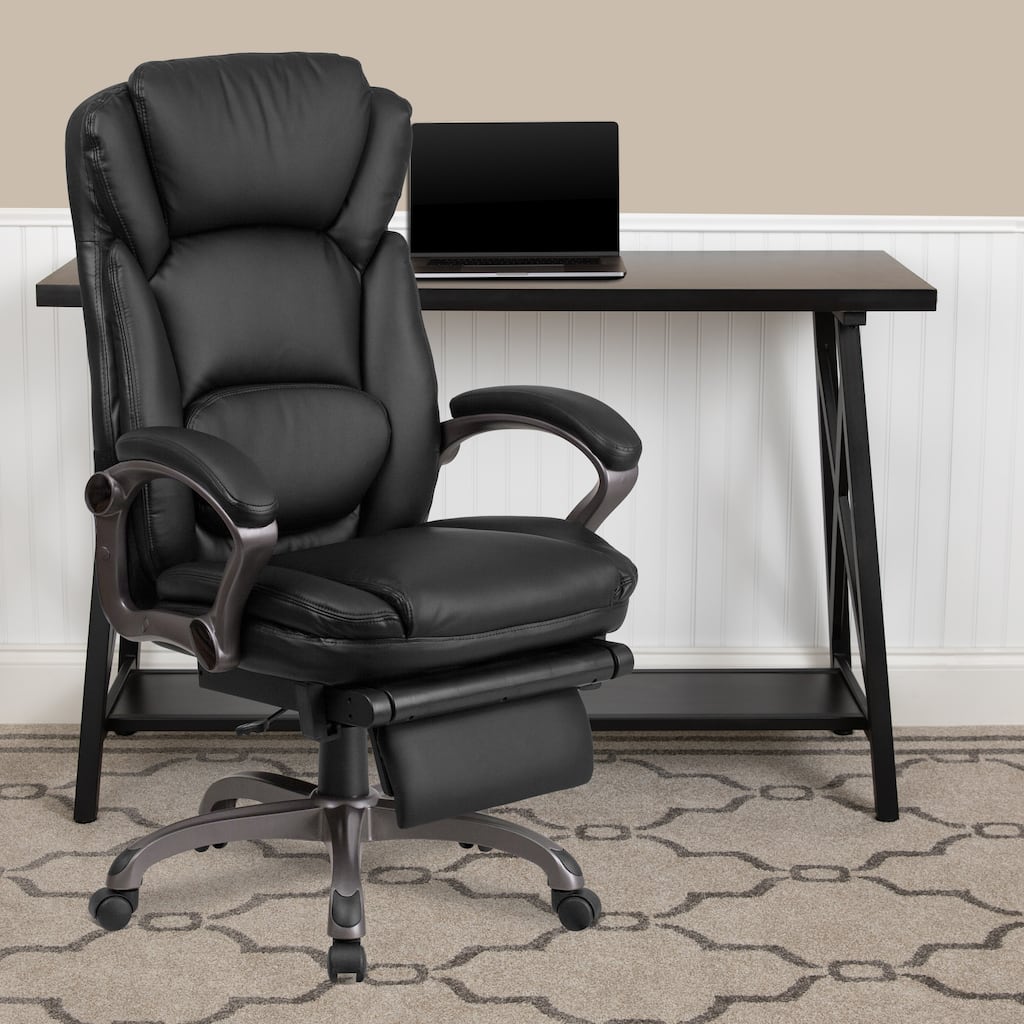 High Back LeatherSoft Reclining Ergonomic Chair with Outer Lumbar Cushion