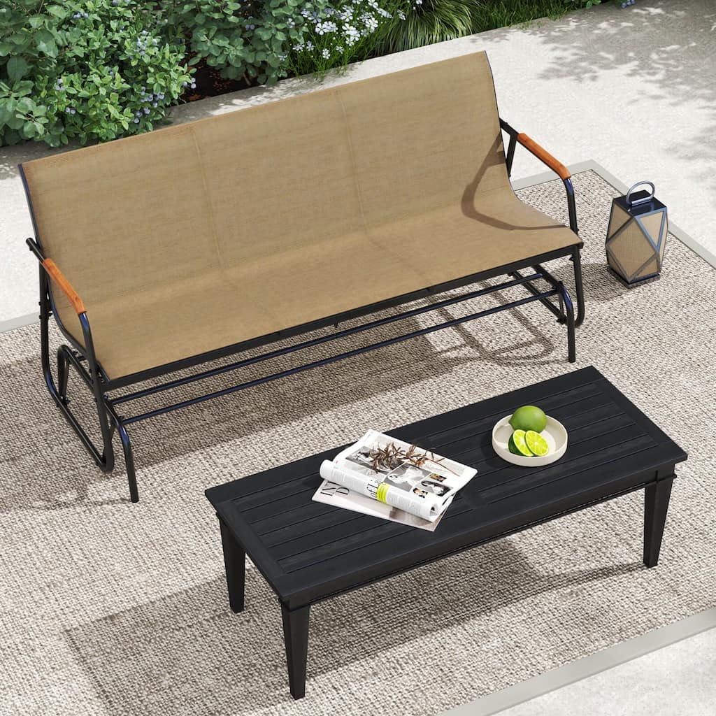 Costway Patio Glider Bench for 3 Swing Gliding Loveseat with Curved - See Details