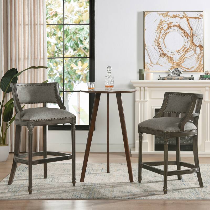Farmhouse Counter Height Bar Stool with Backrest