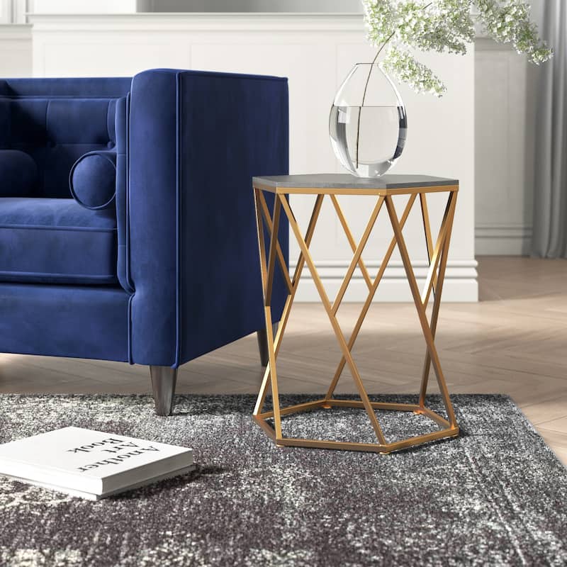 NPD Furniture Cressa Faux Shagreen End Table