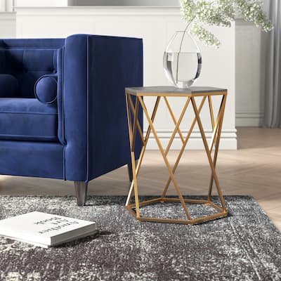 NPD Furniture Cressa Faux Shagreen End Table