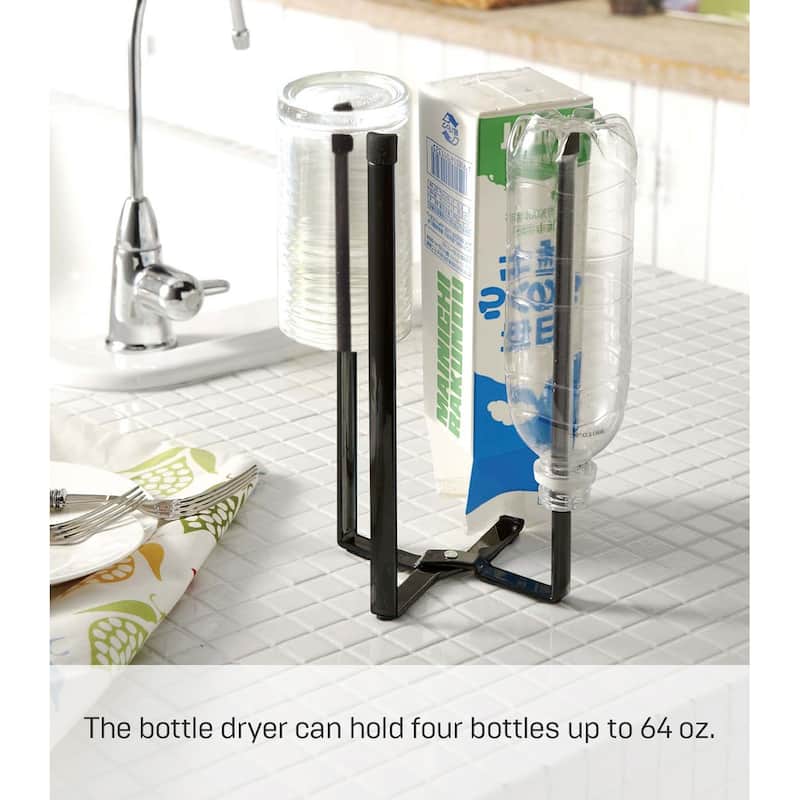Yamazaki Home Collapsible Bottle Dryer, Steel - L 3.74 x W 4.72 x H 10.43 inches
