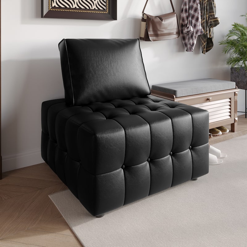 CraftPorch Elegance Button-Tufted PU Upholstered Chair