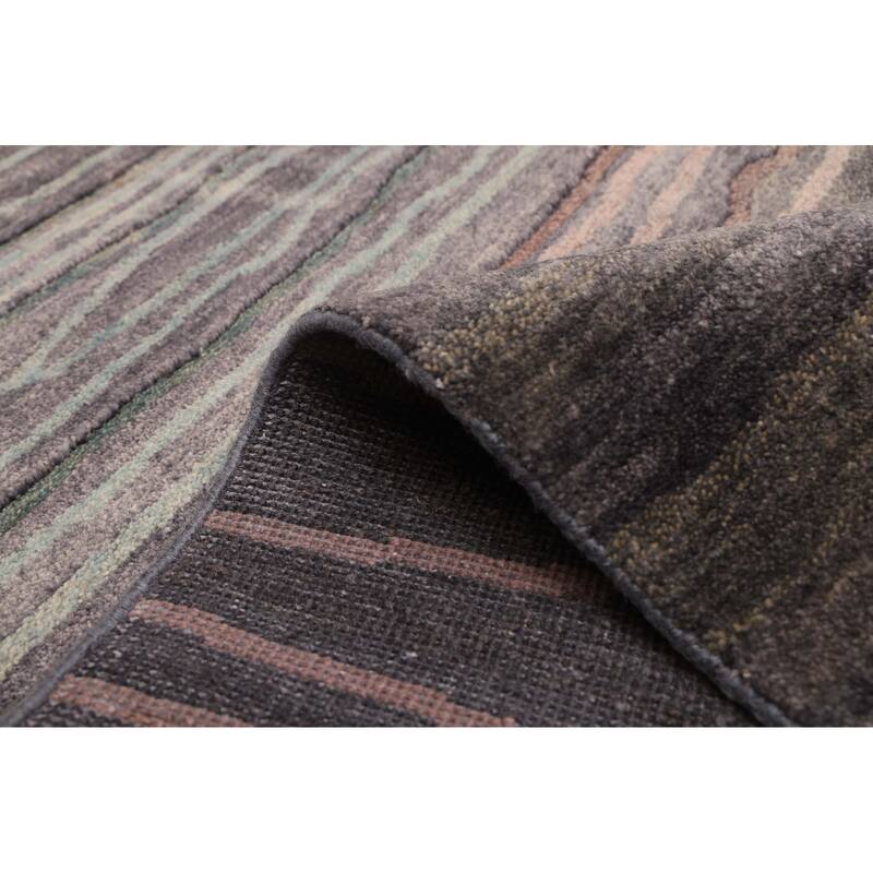 ECARPETGALLERY Hand-knotted Peshawar Ziegler Dark Grey Wool Rug - 5'1 x 6'10