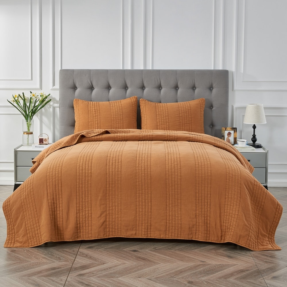 Stonewash Classic Cotton Quilt & Coverlet Set