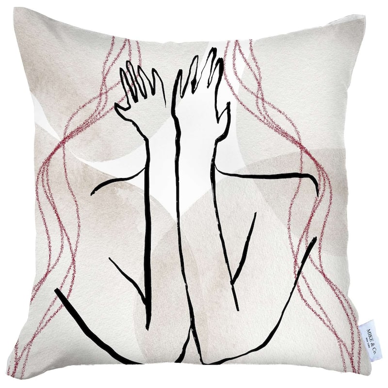 HomeRoots 18" X 18" Black And Grey Abstract Zippered Handmade Polyester Throw Pillow Cover