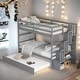 preview thumbnail 1 of 7, Twin Over Twin Bunk Bed with Trundle and Storage Grey