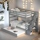 preview thumbnail 5 of 4, Twin Over Twin Bunk Bed with Twin Trundle and Stairway Storage, Sturdy Pinewood Frame, White