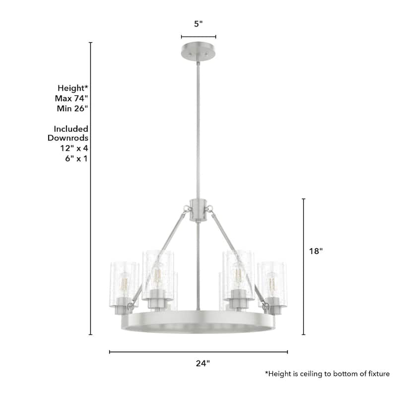 Hunter Hartland 6-Light Wagon Wheel Chandelier - Dining/Living Room, Kitchen Table, Entry - Farmhouse, Industrial, Transitional