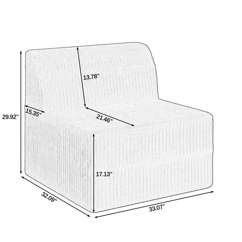 130.32" L-Shaped Corduroy Modular Sectional Sofa with DIY Configuration, and Convertible Sleeper (4/6/7/9-Seater Options)