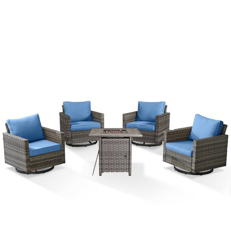 Outdoor Pocassy Glider Chairs Patio Chairs with Fire Table