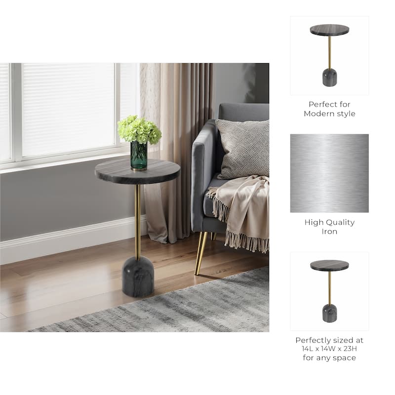 Modern Marble Top & Base Accent Table - Gray