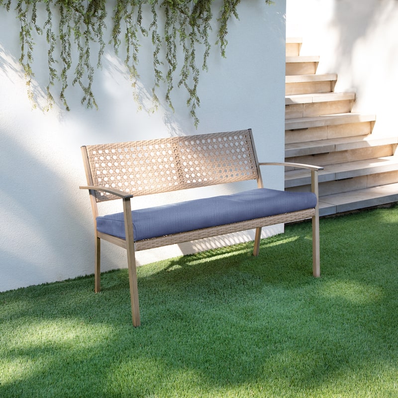 Sorra Home Indoor/Outdoor Solid Round Front Bench Cushion - 56 x 19.5 x 2 Bench Cushion Round Front - Pool