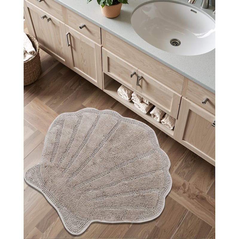 Better Trends Seashell Bath Rug 100% Cotton Absorbent Reversible Bathroom Mat Marilyn Collection