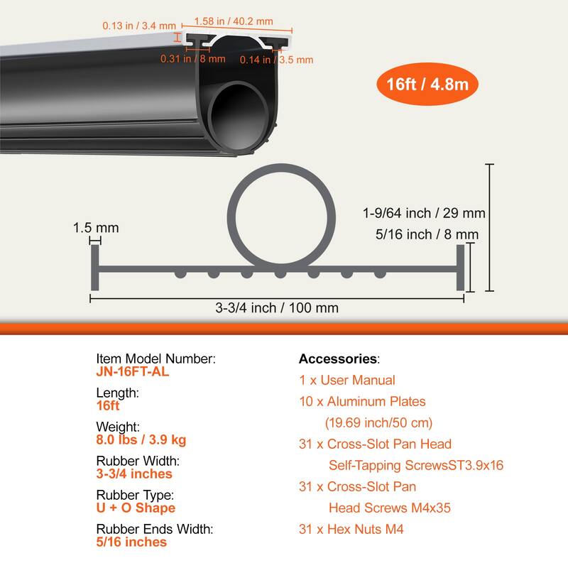 Garage Door Seals Bottom Rubber, U Shape +O Ring Garage Door Weather Stripping, Weatherproof Threshold Buffering Sealing Rubber