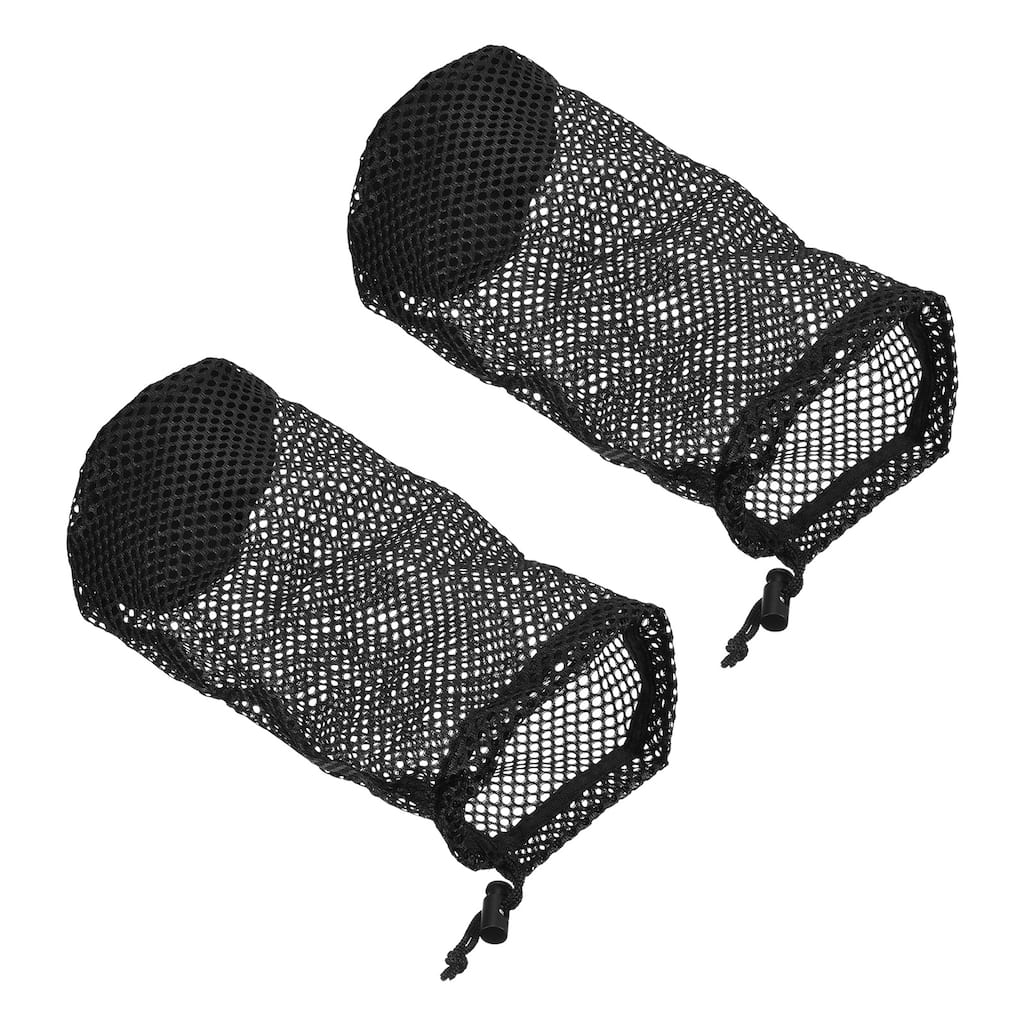 2Pcs Nylon Mesh Net Bag Drawstring Pouch for Golf Ball Storage Black