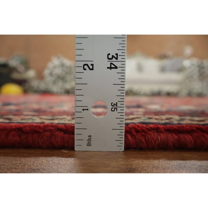 Hand Knotted Oriental 100% Wool Carpet Traditional Floral Red Hamedan Area Rug - 9' 7'' X 6' 7''