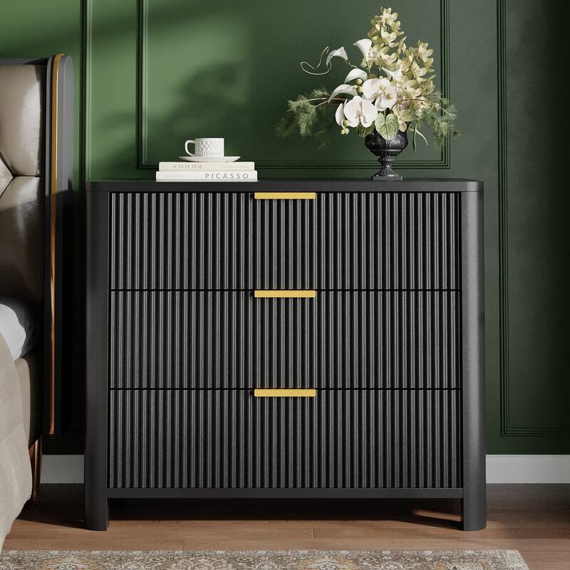 31.5-Inch Wide Night Stand, Oversized Nightstand with 3 Drawers