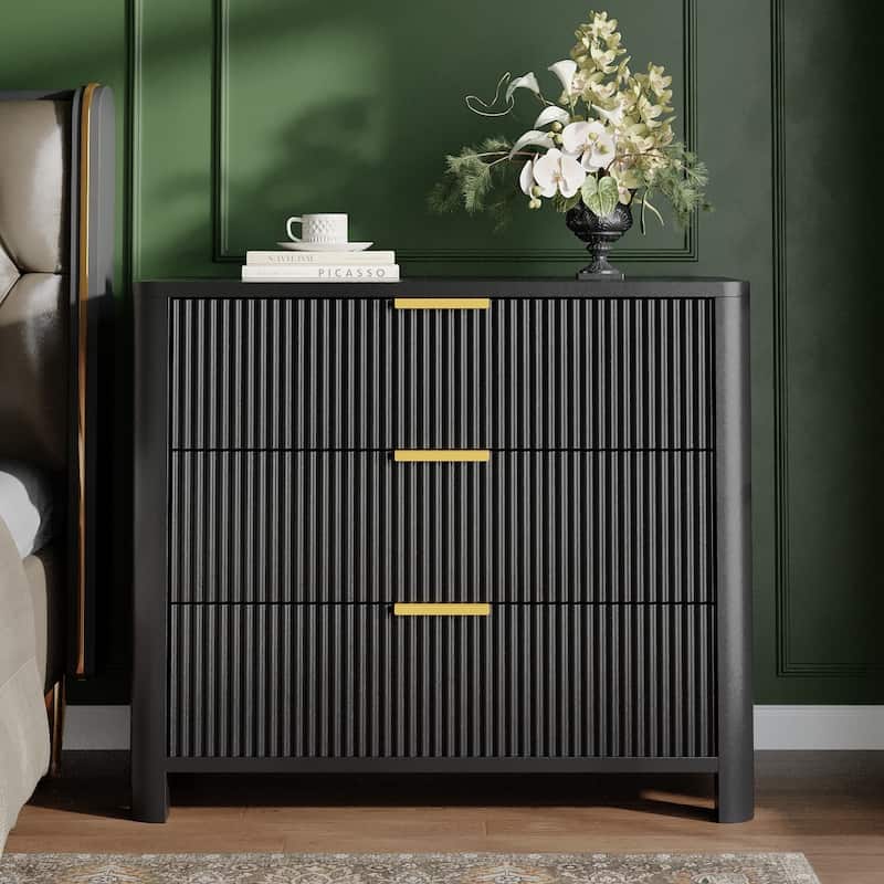 Modern Oversized Nightstand with Drawers, 31.5-Inch Sofa End Side Table with Storage, Extra Large Bedside Table