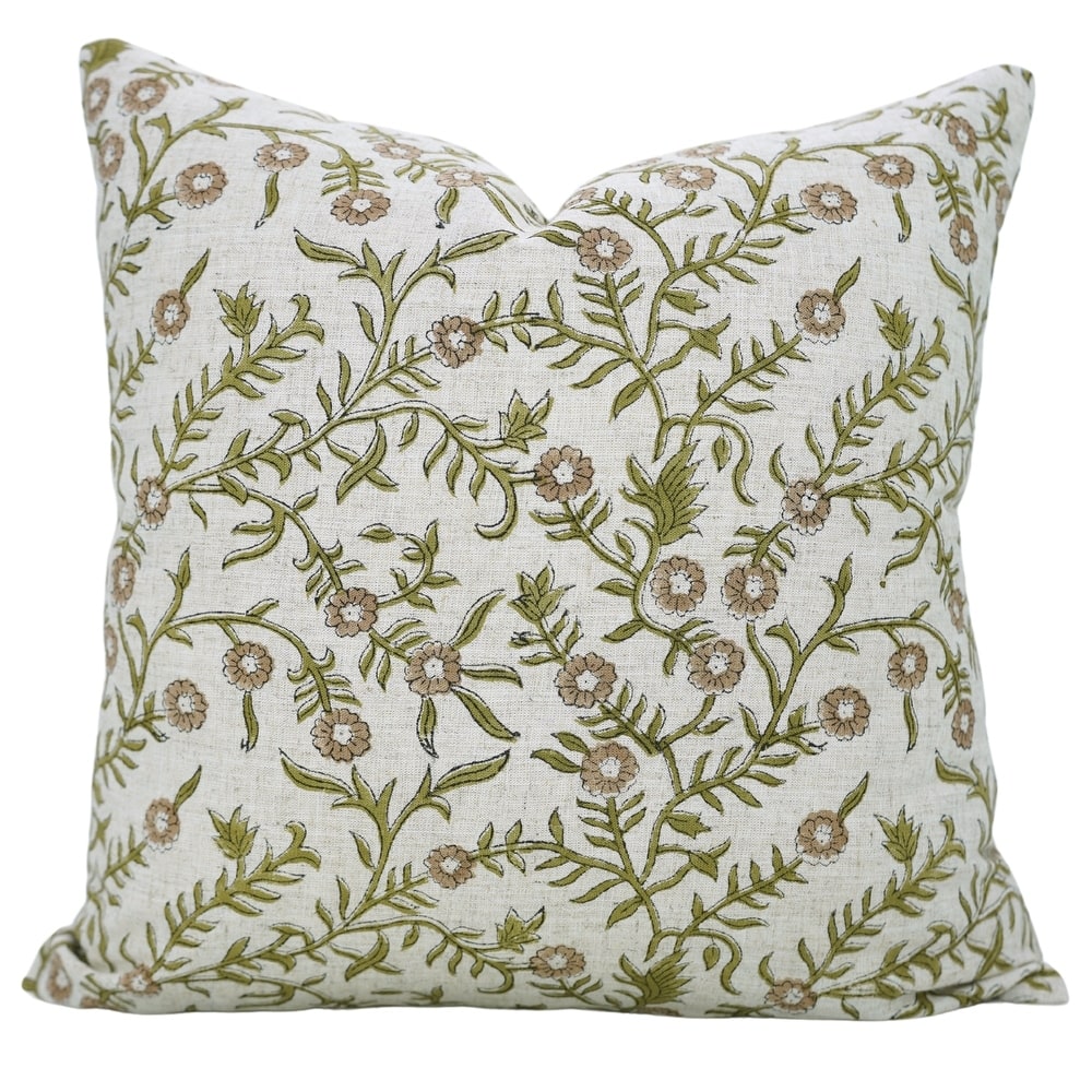 Fabdivine Floral Pillowcase Handmade Linen Block Print Sofa, Couch, Sonakshi