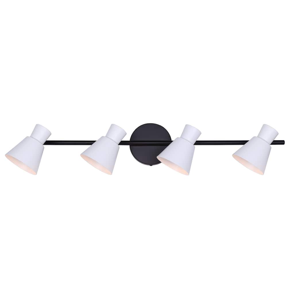 RADLEY 4 Light 29 in. Ceiling/Wall Matte Black Track Light Kit with Matte White Metal Shade