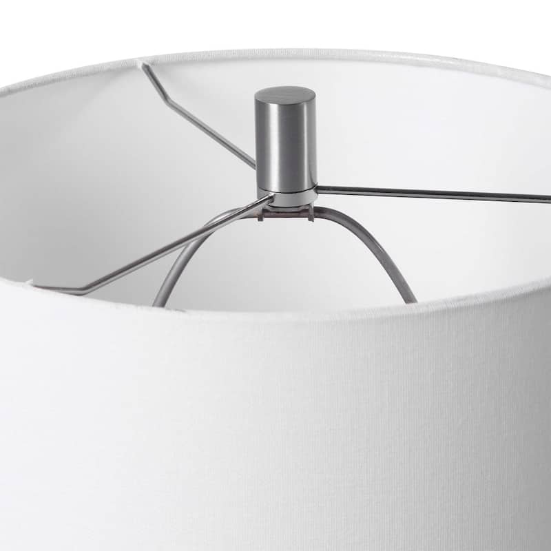 Frosted Glass Table Lamp with White Drum Shade - 30.25" - Gray and White