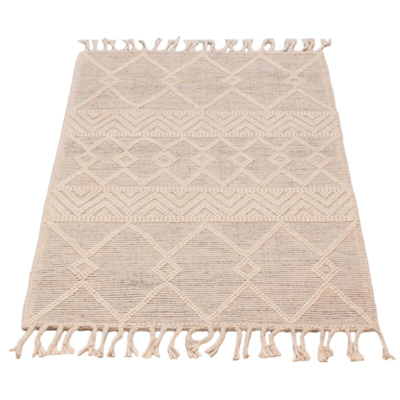 ECARPETGALLERY Braid weave Sienna Cream Wool Rug - 4'1 x 6'0