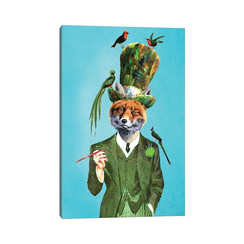 iCanvas "Fox With Hat And Birds" by Coco de Paris Canvas Print