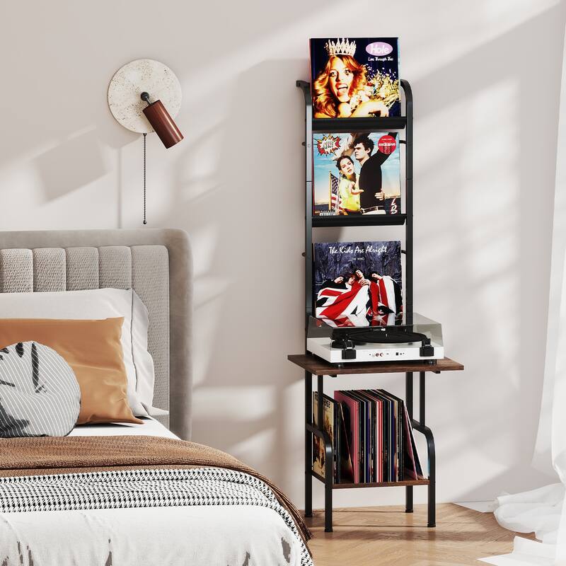 Gymax 5-Tier Record Player Stand w/ Vinyl Display Shelf Record Player