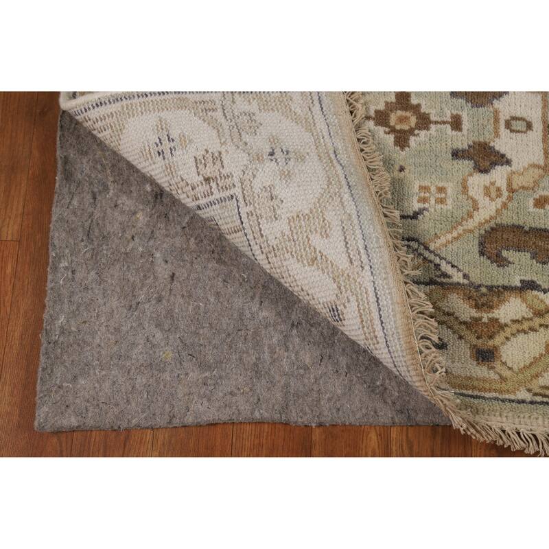 Green Oushak Oriental Runner Rug Handmade Floral Wool Carpet - 2'7"x 10'1"