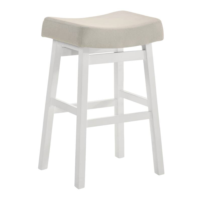 Lenon Modern Farmhouse Backless Bar Stool, Saddle Counter Stool with Upholstered Seat