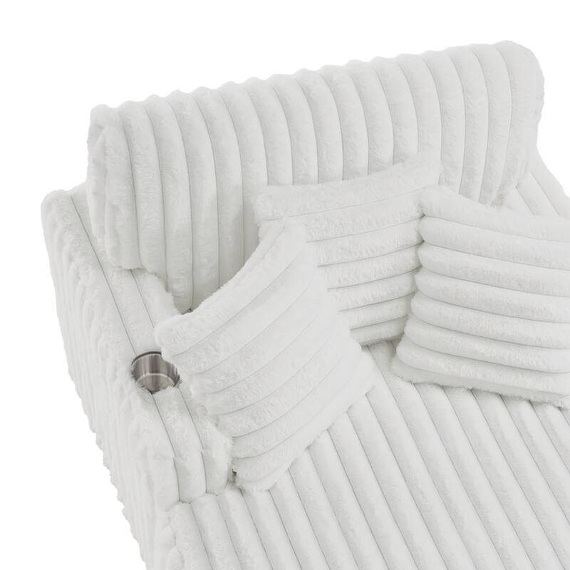 41.7" W Upholstered Plush Corduroy Chaise Lounge with Pillows