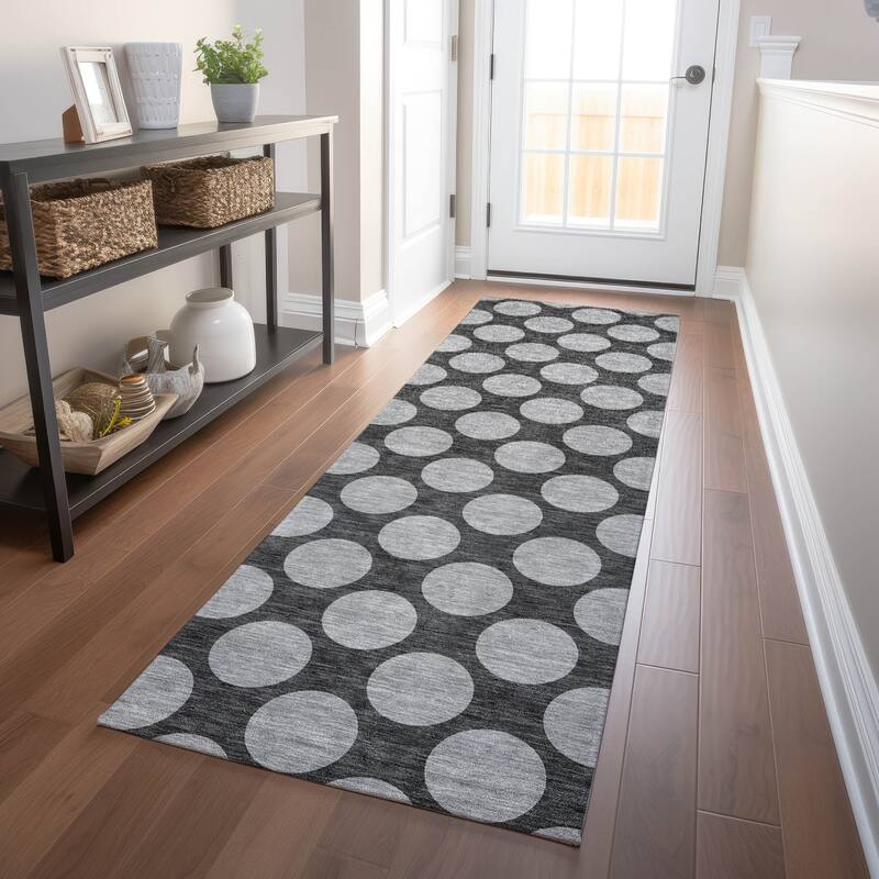 Machine Washable Indoor/ Outdoor Polka Dots Chantille Rug