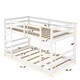 preview thumbnail 12 of 34, Wooden Low Bunk Bed with 2 Ladder & Guardrail, Solid Wood Bed Frame