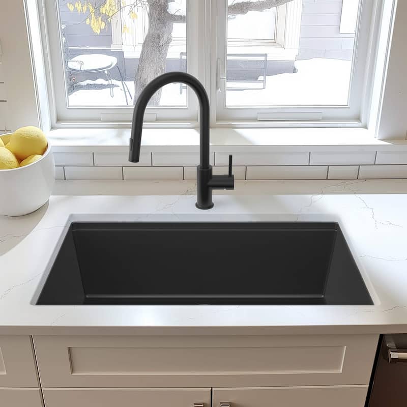 33" Undermount Workstation Single Bowl Quartz Kitchen Sink