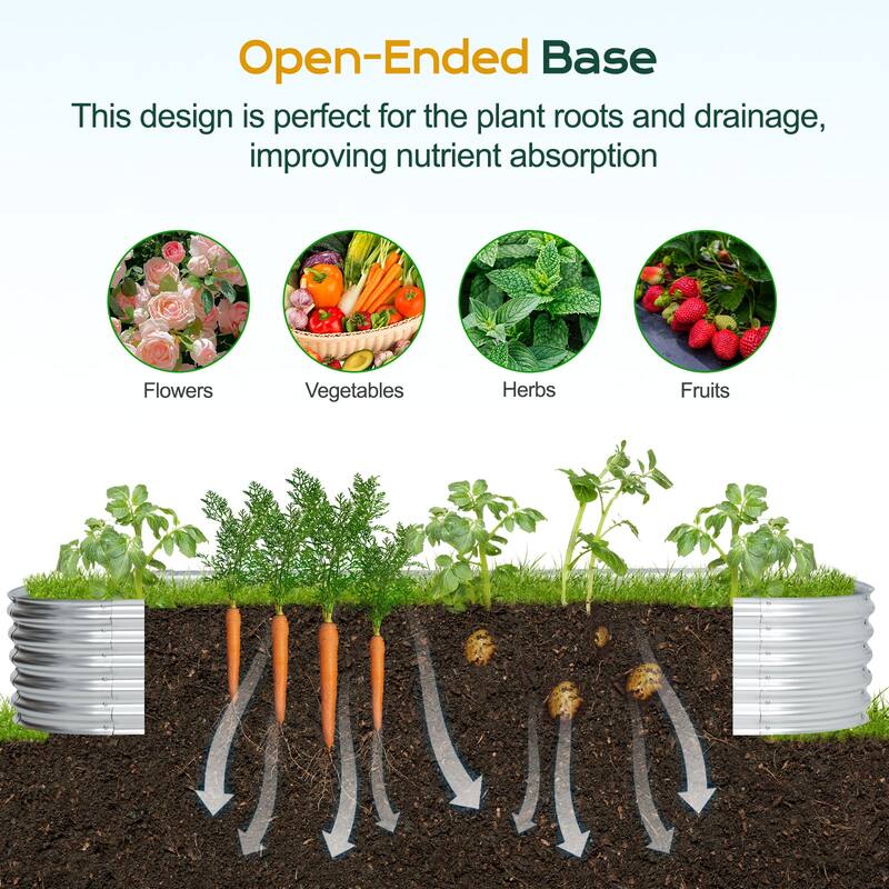 Aoodor Galvanized Raised Garden Bed Kit for Vegetables, Flowers, Herbs