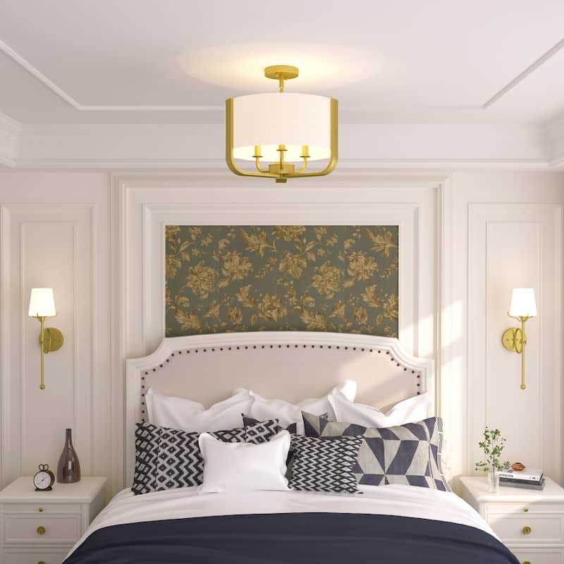 Vernitta 3-light Mid-century Modern Drum Semi-flush Mount Ceiling Lights - 16.75 inches