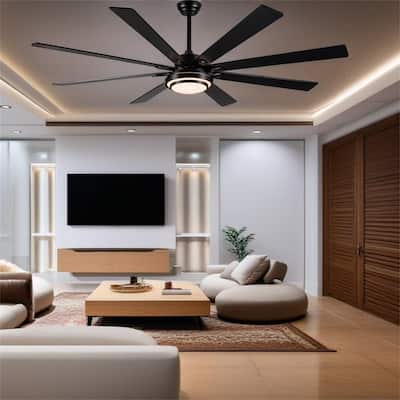 LED Matte Black Large Smart Ceiling Fan with Remote Control