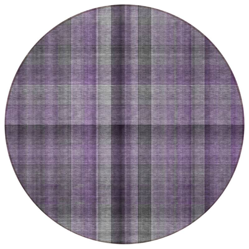 Hafi Plaid Weather Resistant Timeless Fusion Round Outdoor Rug - 8' Round