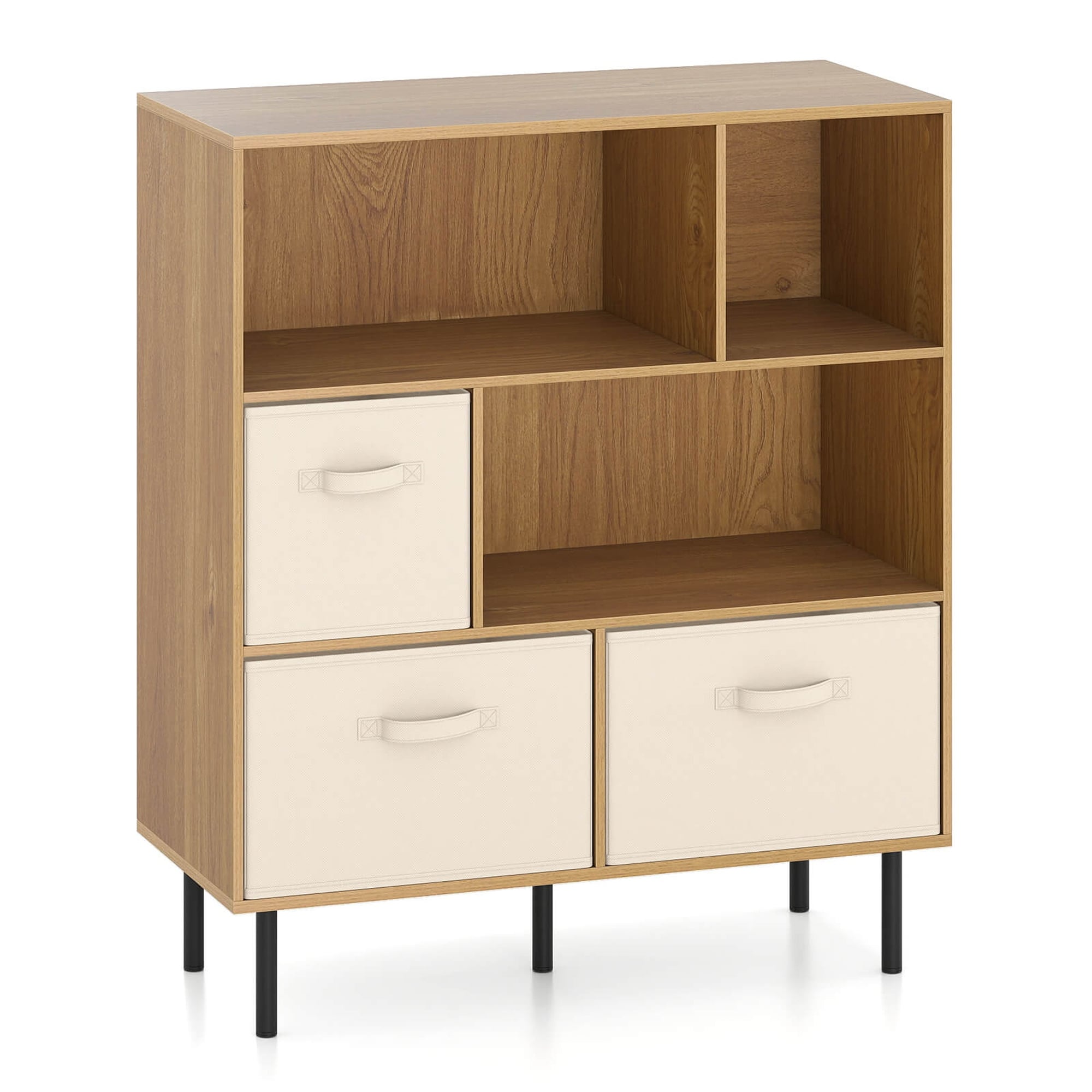 6-Cube Freestanding Bookcase 3-Tier Wooden Storage Cabinet