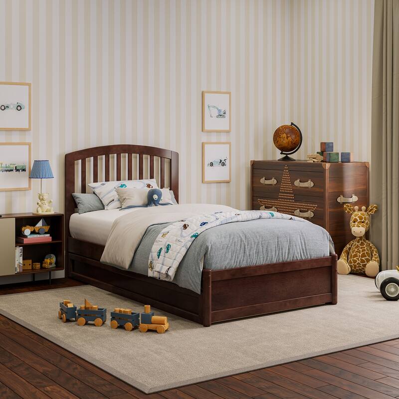 Lucia Platform Bed with Panel Footboard and Twin Trundle