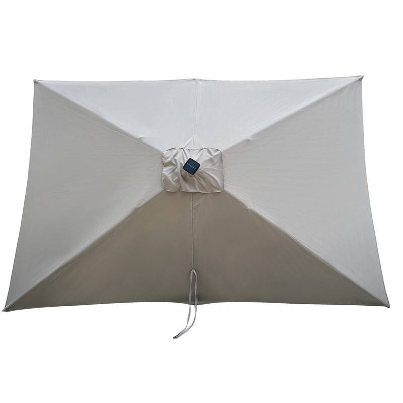 GEITIN 6.5ft Rectangular Patio Solar LED Lighted Outdoor Umbrellas with Crank