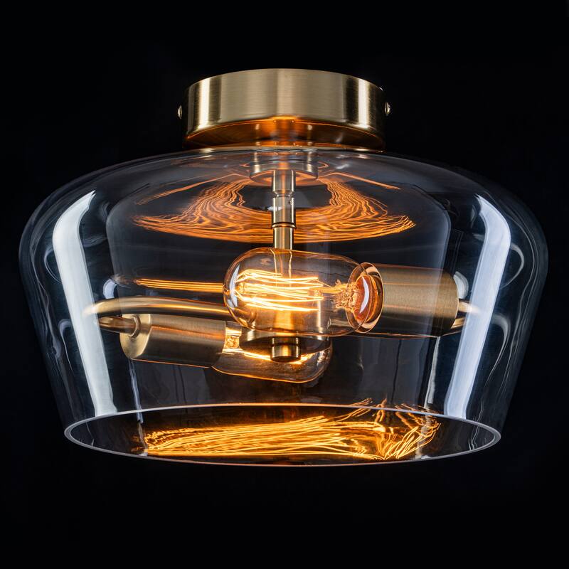 Starsky 2-Light Contemporary Drum Glass Semi Flush Mount