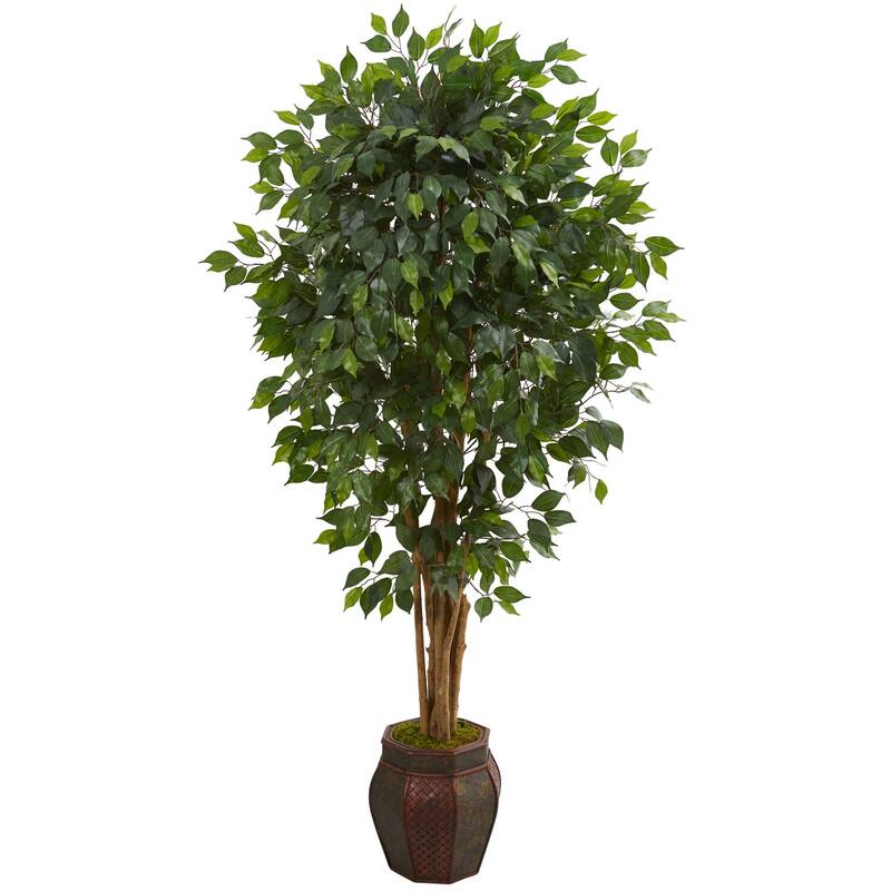 Artificial Palm Tree 4ft Indoor Tropical Plant with White Planter - Green - 72