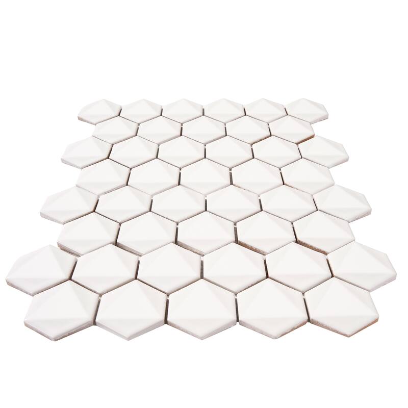 3D Hexagon 2" x 2" Glossy Porcelain Mosaic Tile