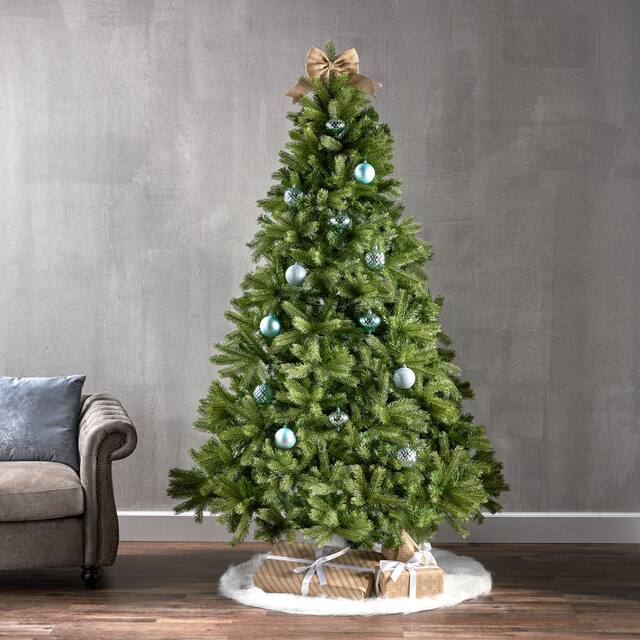 7-Foot Mixed Spruce Pre-Lit String Light or Unlit Hinged Artificial Christmas Tree by Christopher Knight Home - unlit
