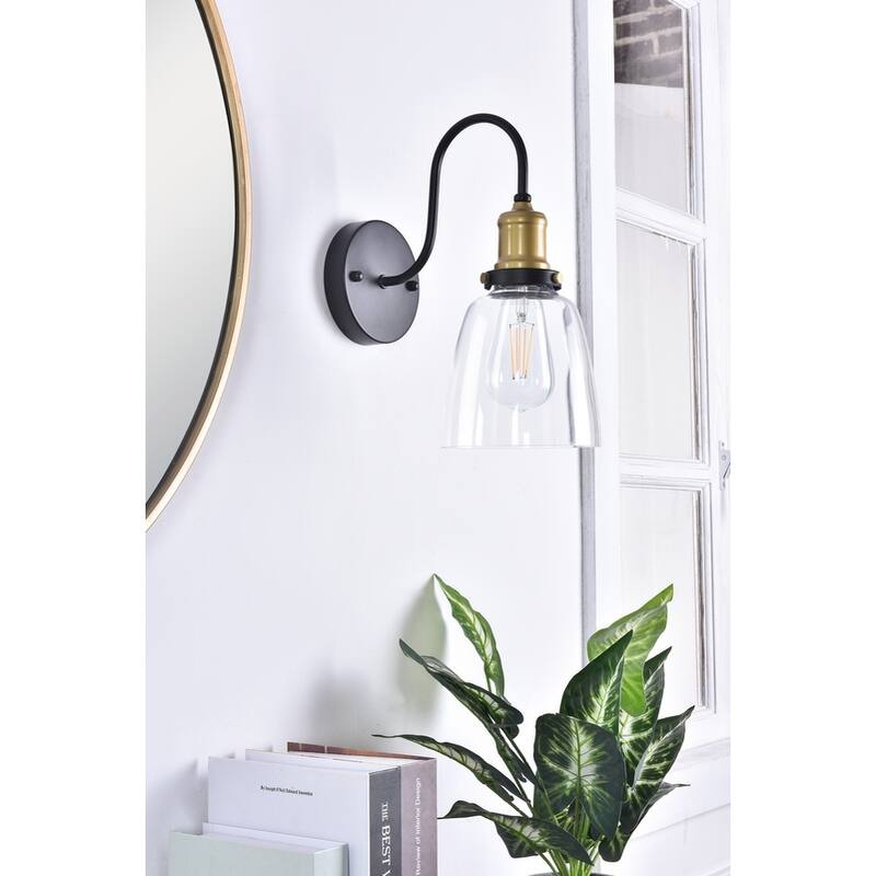 Rose 1 light brass and black Wall Sconce